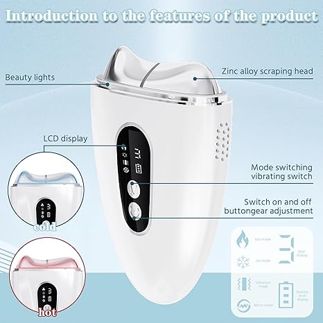 Celestial Blush Electric Gua Sha Facial Tool, Upgraded Hot & Cold Dual-Mode Face Neck Massager